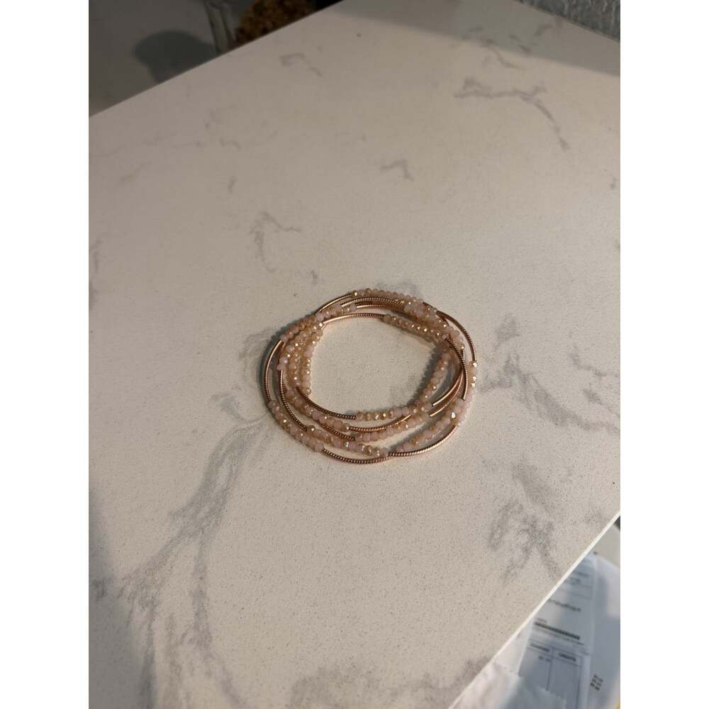 NEW Scout Curated Wears Blush Crystal Rose Gold Wrap Bracelet Necklace Luxury - Picture 2 of 5